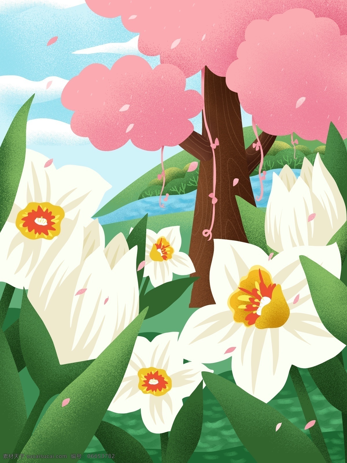 手绘 春季 花朵 背景 春天 粉色 广告背景 背景设计 手绘背景 psd背景 背景展板 背景展板图 背景图 春分背景