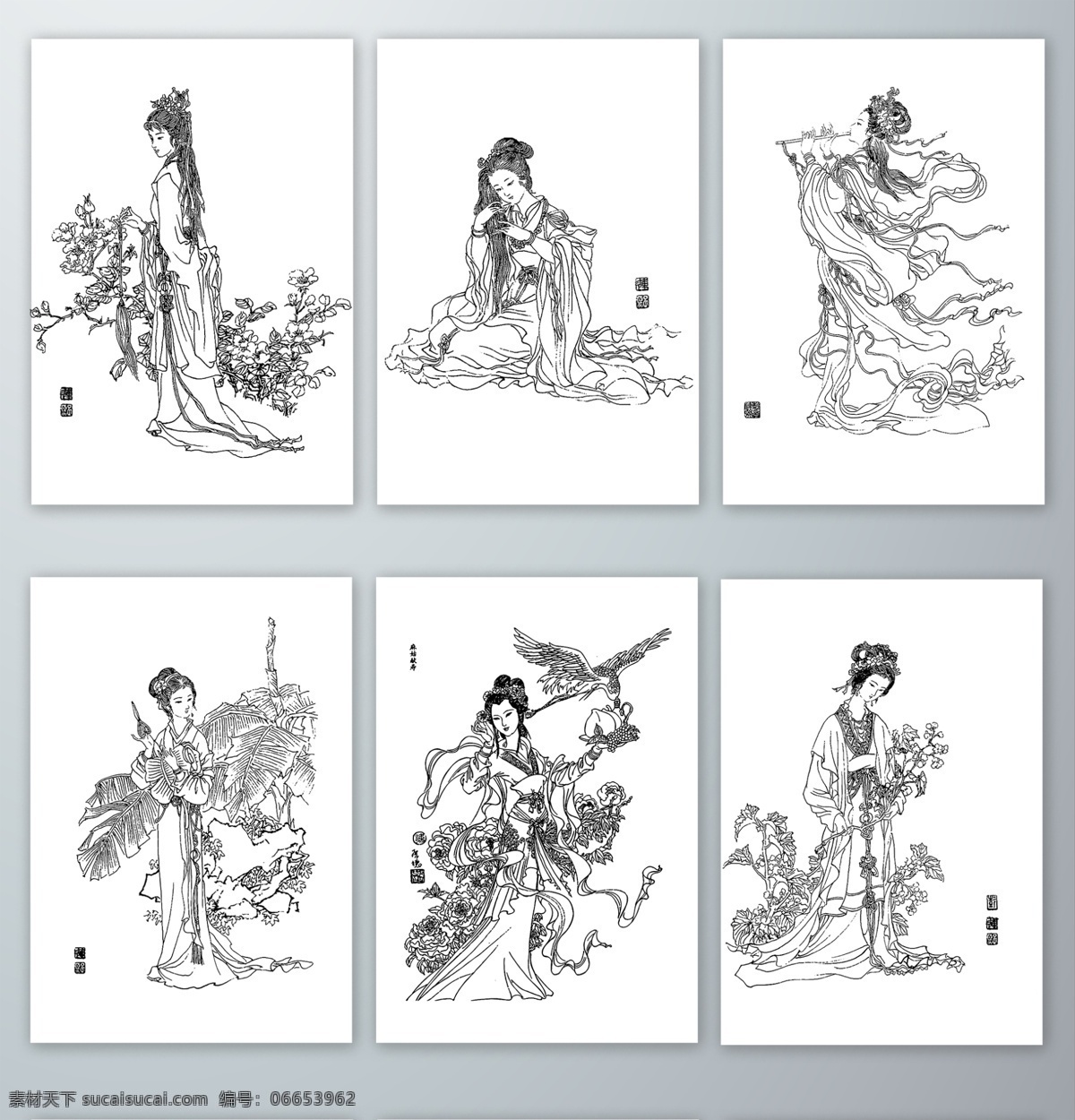 线描 古典 美女 免 抠 线描古典美女 手绘人物 女人 妇女 女性 手绘 风采 仙女 设计素材 元素 透明png png格式 分层 背景素材