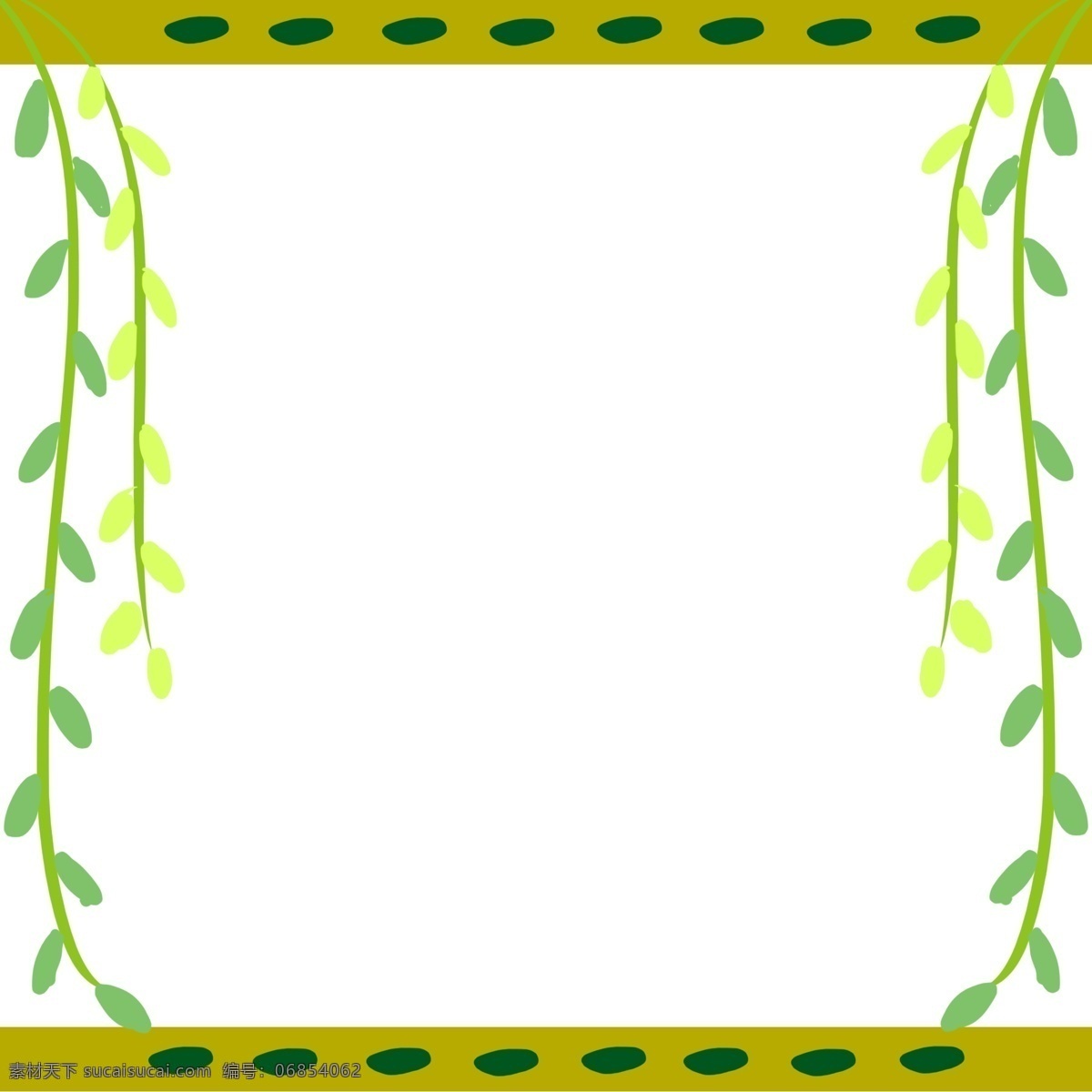 手绘 春季 绿叶 边框 漂亮的边框 卡通插画 春季边框插画 独特的边框 绿叶的边框 美丽的绿叶