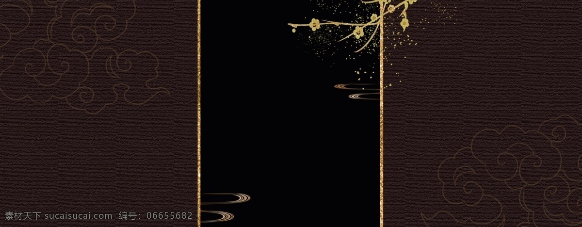 简约 奢华 大气 新 中式 风 烫金 海报 banner 暗红色 新中式风 纹理 金边
