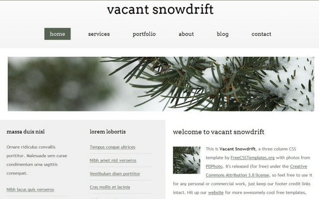 白茫茫 雪堆 三 列 网页模板 大气个性网站 冬季网页设计 网页素材