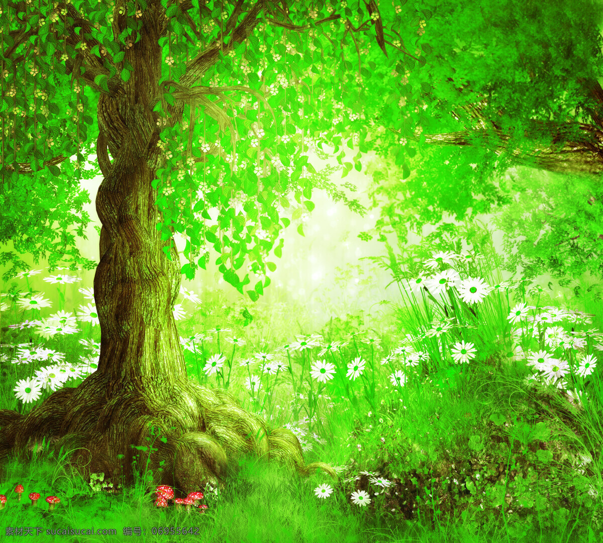 精品 自然 绿 树林 背景 装饰 花丛 绿色植物背景 小树 家居装饰素材 壁纸墙画壁纸