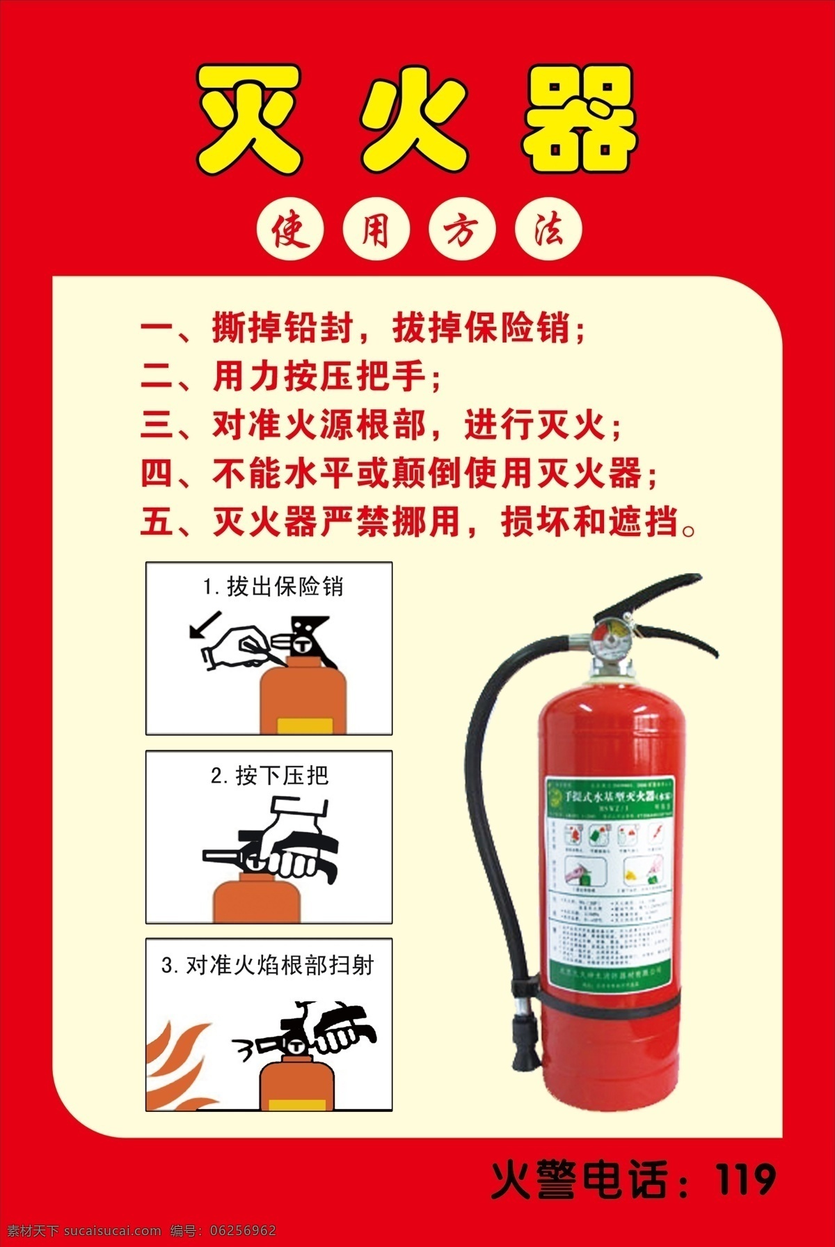 灭火器 使用方法 使用 方法 正确 火灾 标志图标 公共标识标志