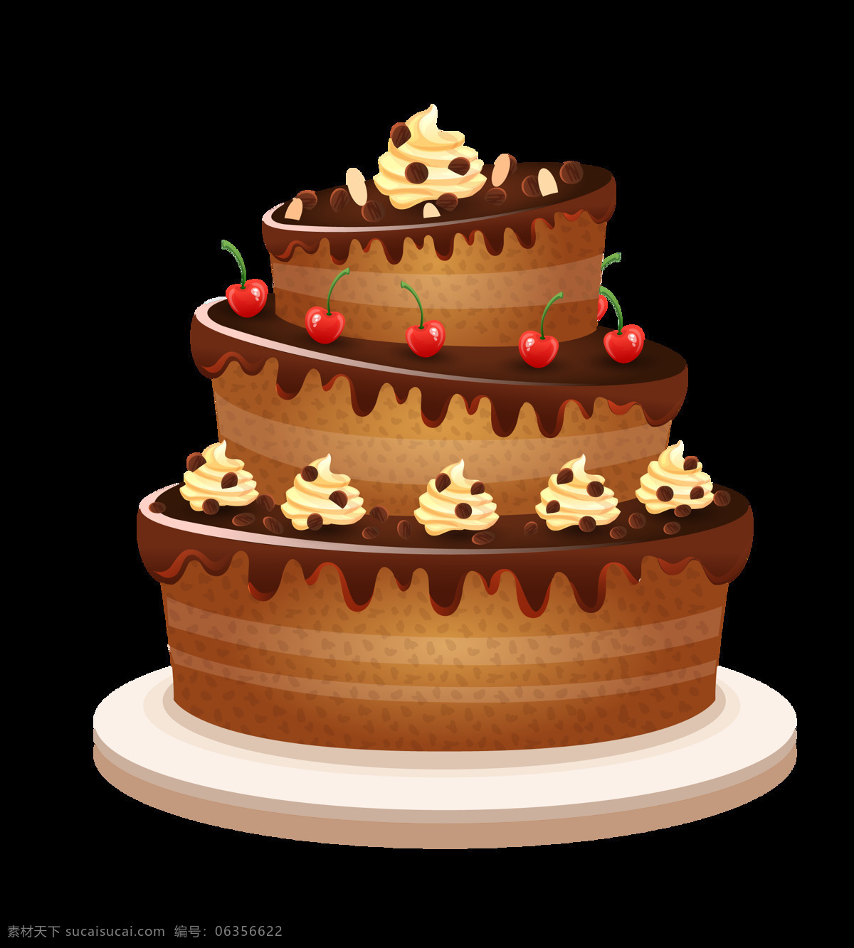 三 层 巧克力 樱桃 蛋糕 创意 生日蛋糕 大全 蛋糕图片 糕点图片 节日素材 设计素材 节日元素 生日快乐 png素材 生日素材 巧克力蛋糕 樱桃素材