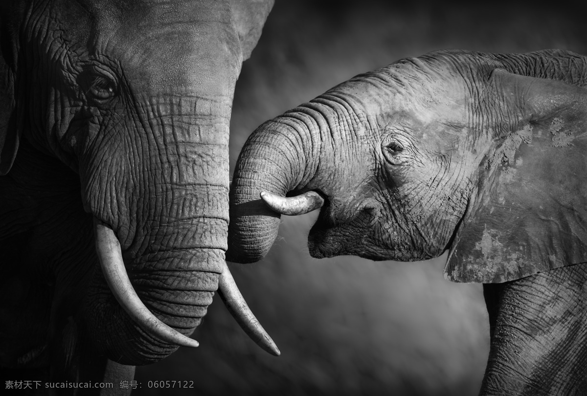 一对 大象 动物 配对 陆地动物 生物世界