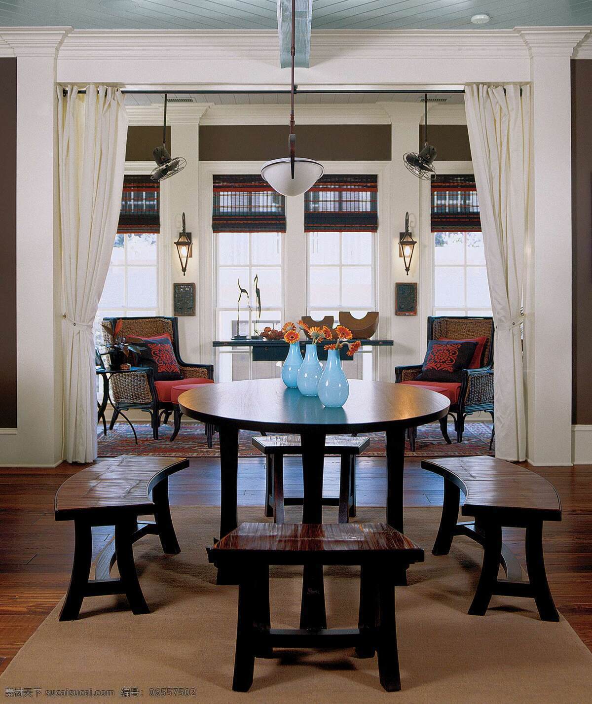 中式 餐厅 餐桌 效果图 装修 窗帘 地毯 吊顶 飘窗 室内设计师