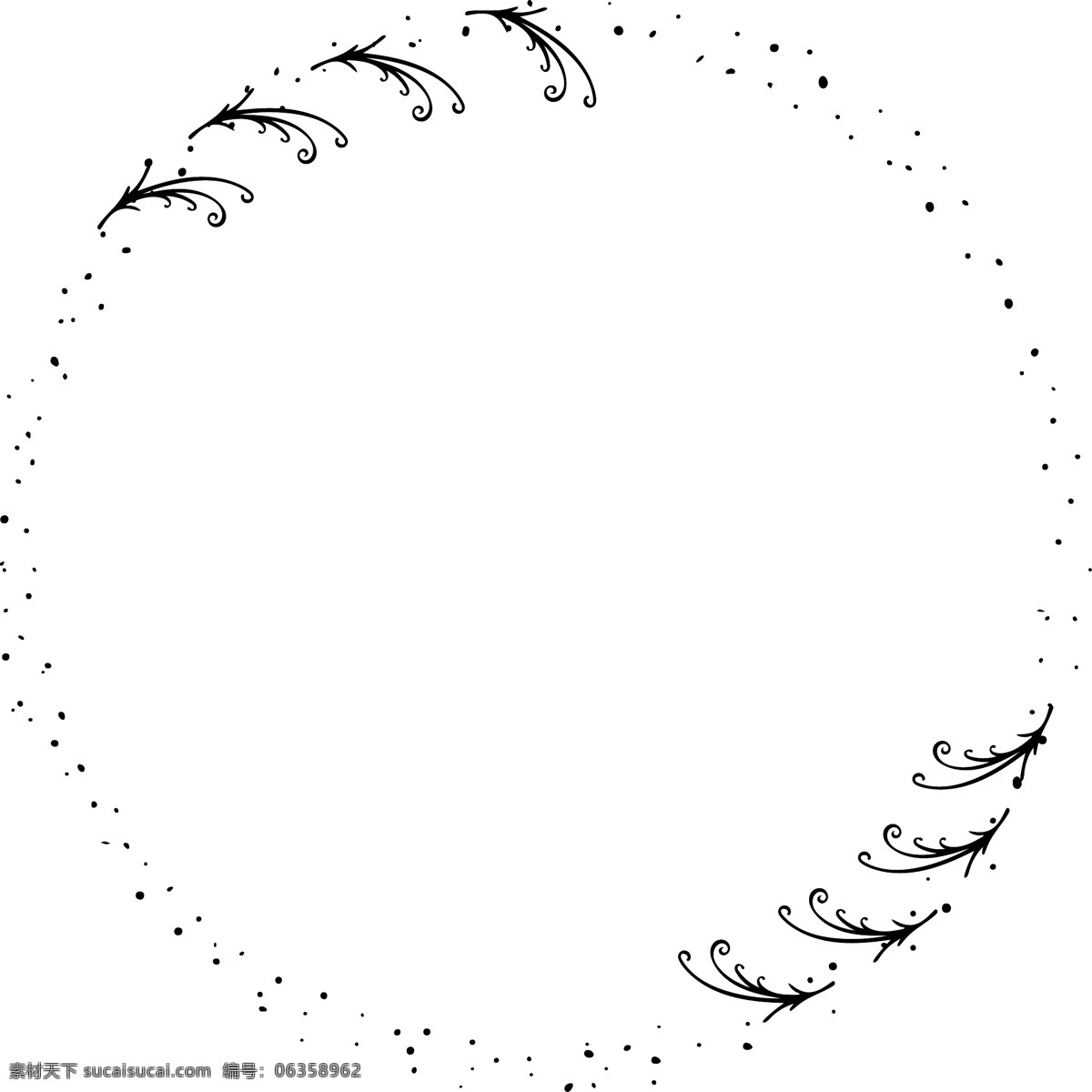 黑白 卡通 圆环 边框 蝴蝶 动物 植物 线条背景 几何图案 边框素材