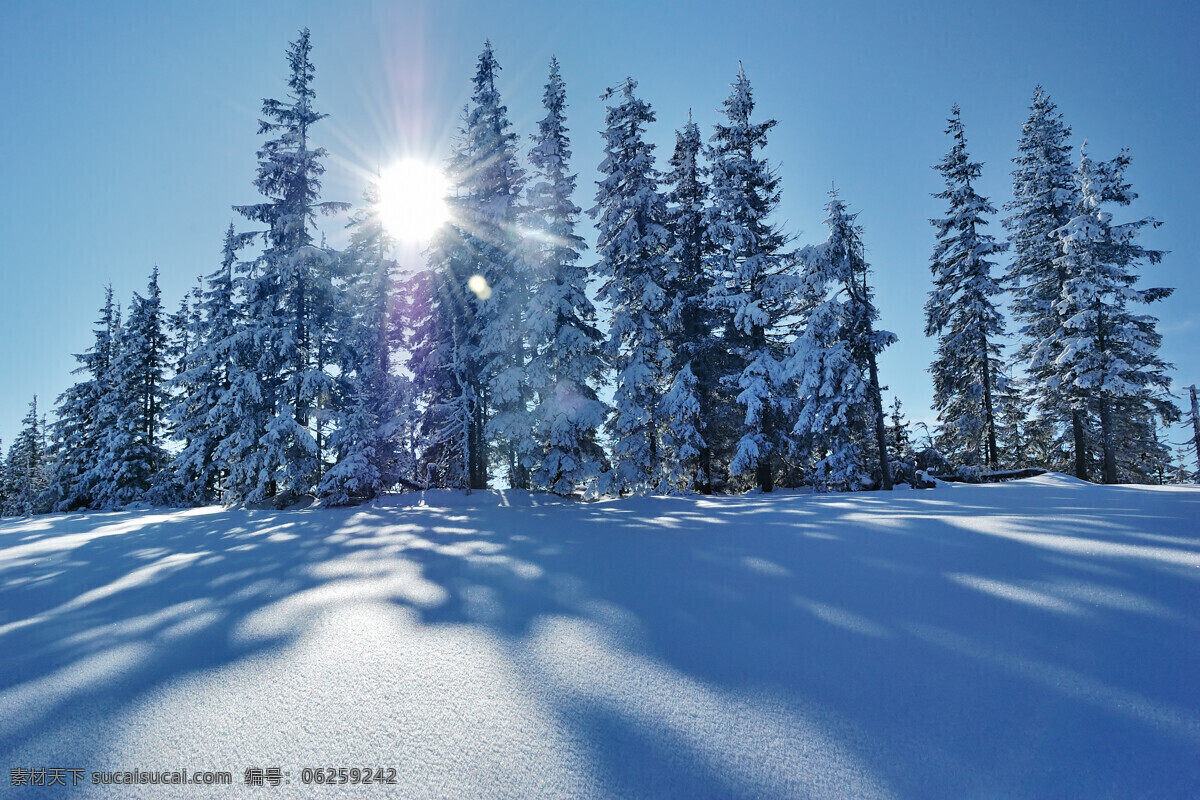 天空 蓝天 白云 生态环境 自然风景 自然景观 雪景 冬日雪景 雪山风景 阳光 积雪 冬日树木 蓝色