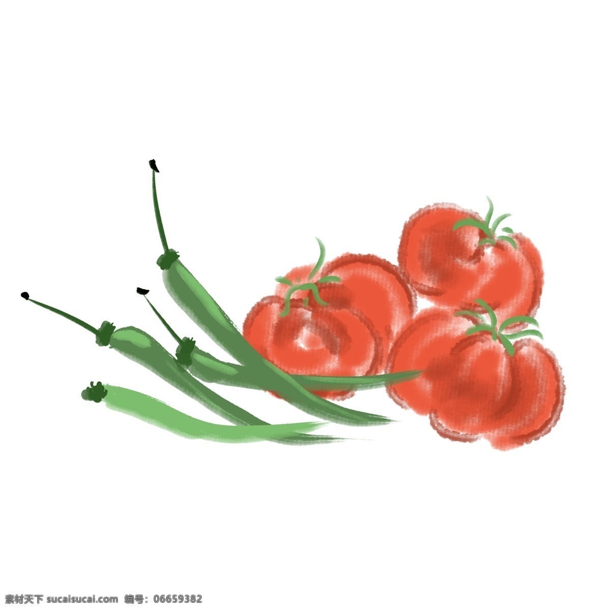 水墨 红色 蔬菜 插画 水墨辣椒 绿色的辣椒 红色的西红柿 绿色的叶子 新鲜蔬菜 手绘蔬菜 蔬菜插画
