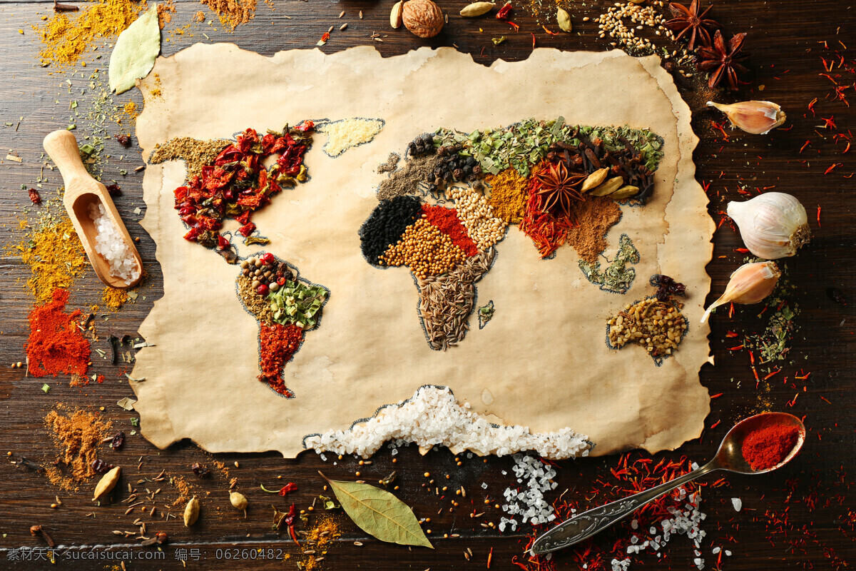 香料 拼 成 世界地图 调料 食物原料 食材原料 餐饮美食 美食摄影