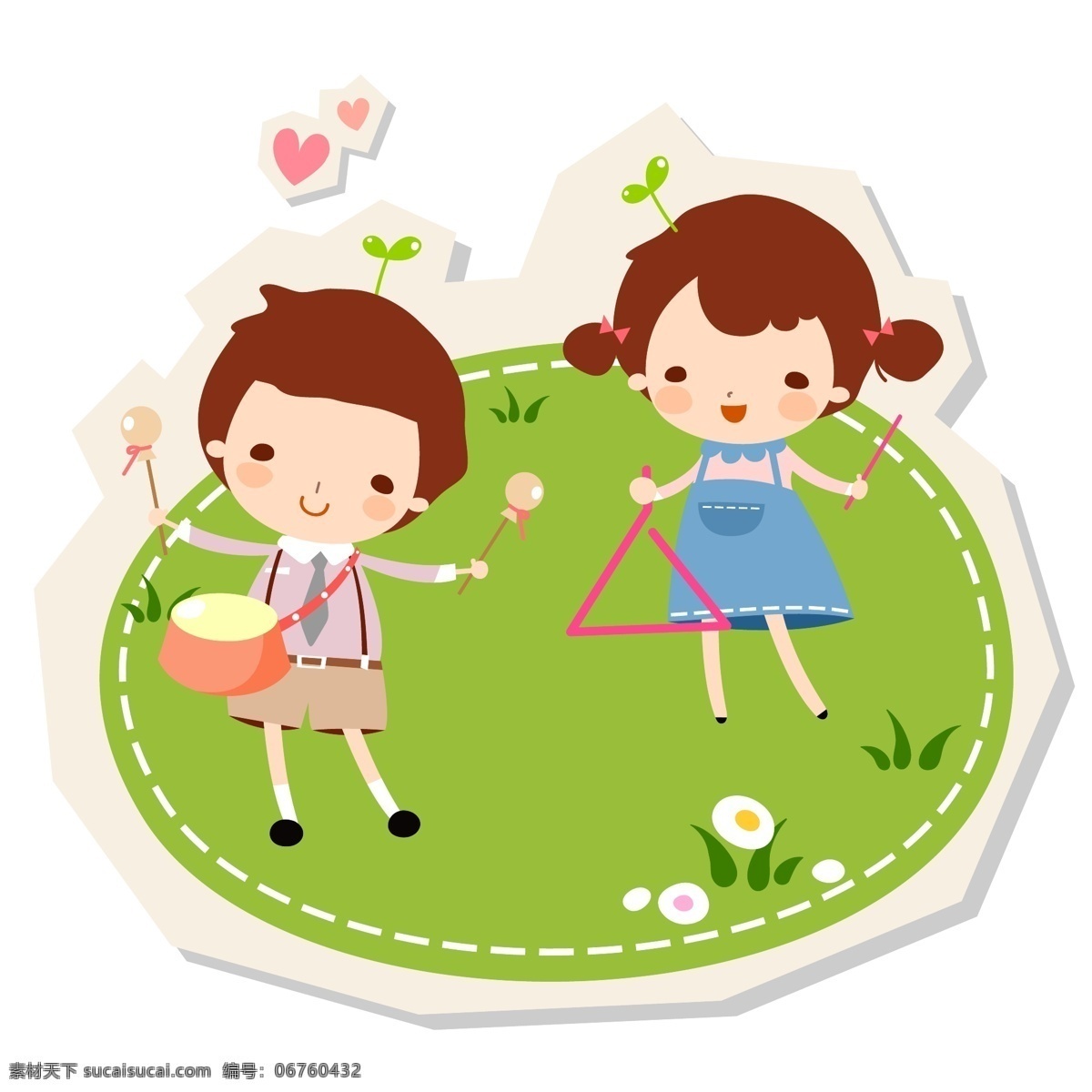 玩 乐器 小朋友 儿童乐队 小孩 音乐 乐队 打鼓 鲜花 花朵 草地 嫩芽 插画 水彩 背景画 卡通 图画素材 童话世界 背景素材 卡通人物 儿童 儿童世界 卡通设计 幼儿卡通 矢量卡通插画 矢量素材 其他矢量 矢量
