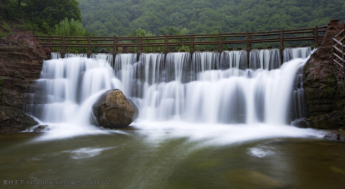 小沟背瀑布 瀑布 小沟背 大坝 水 石头 自然景观 山水风景