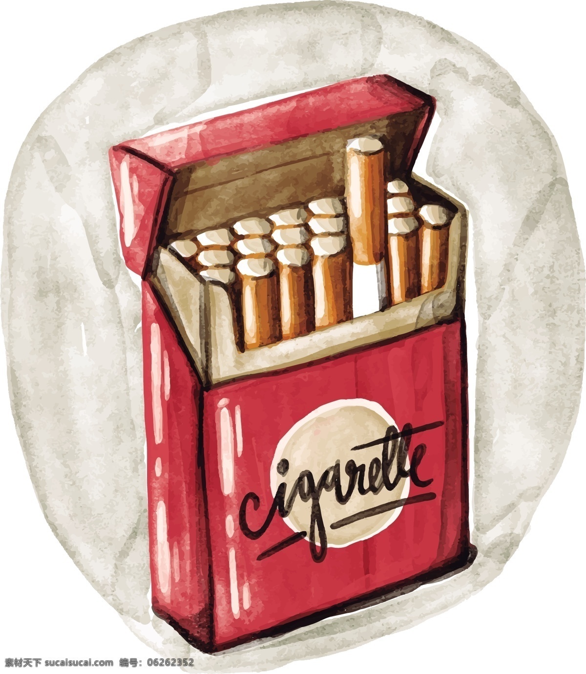 免费 香烟盒 水彩 矢量 水彩画 包装 尼古丁 麻醉 产品 烟草 不健康 警告 红色 烟雾 吸烟者 雪茄 香烟 癌症 成瘾 背景 危险 健康 香烟包