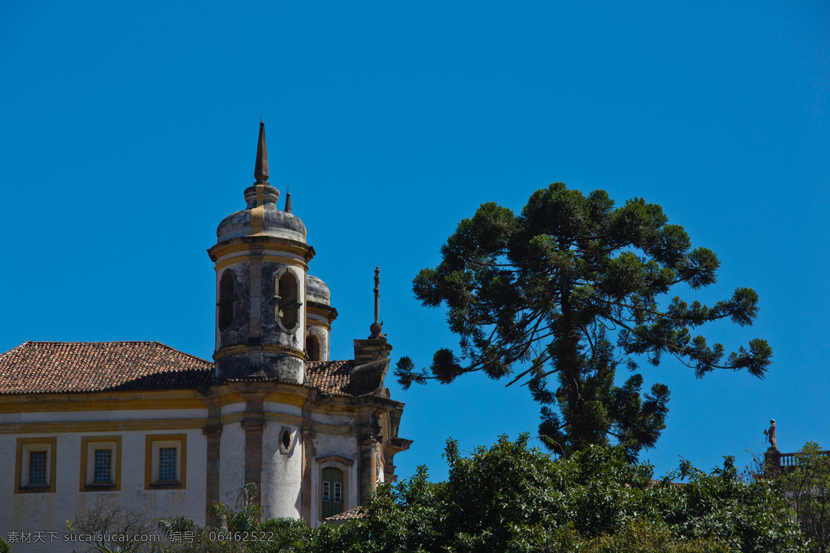 巴西 大树 国外旅游 教堂 旅游摄影 天空 蓝天 蓝天教堂 米纳斯吉拉斯州 黑金城 巴西黑金城 矢量图 日常生活