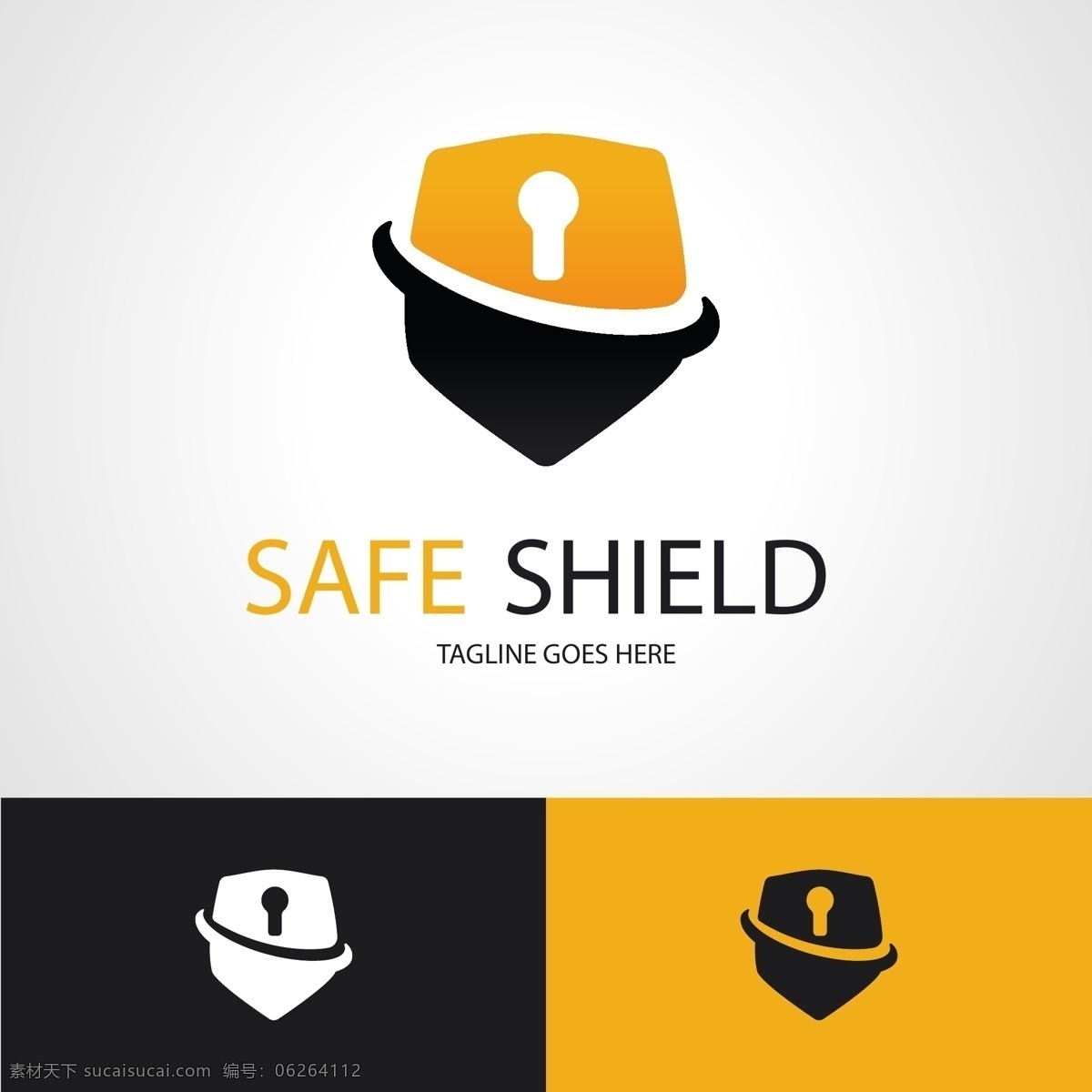 带有 钥匙孔 盾牌 抽象 logo 模板 锁 保护 logo模板 安全 safeshield