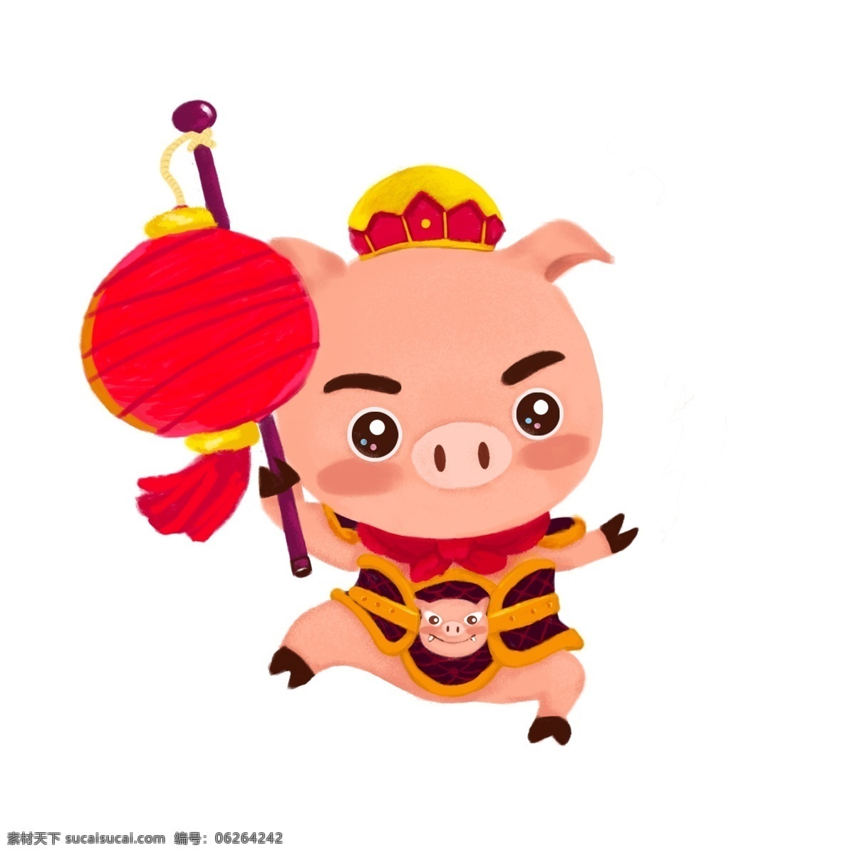 2019 春节 小 猪 原创 商用 元素 手绘 吉祥物 周年 生肖 可爱猪 灯笼 贺岁