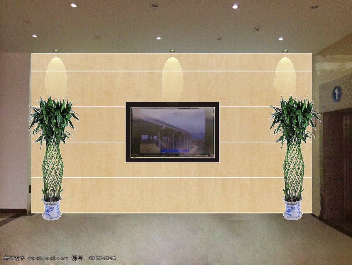 电视墙 背景图片 电视背景墙 环境设计 简约 平面设计 室内设计 筒灯 米黄色大理石 家居装饰素材