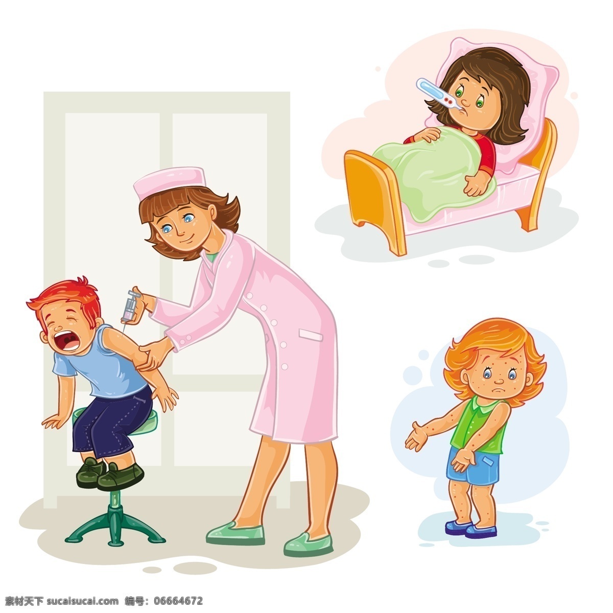 设置 图标 小女孩 生病 标签 人 婴儿 书籍 儿童 模板 医疗 性格 卡通 健康 艺术 男孩 婴儿女孩 床 会徽 乐趣