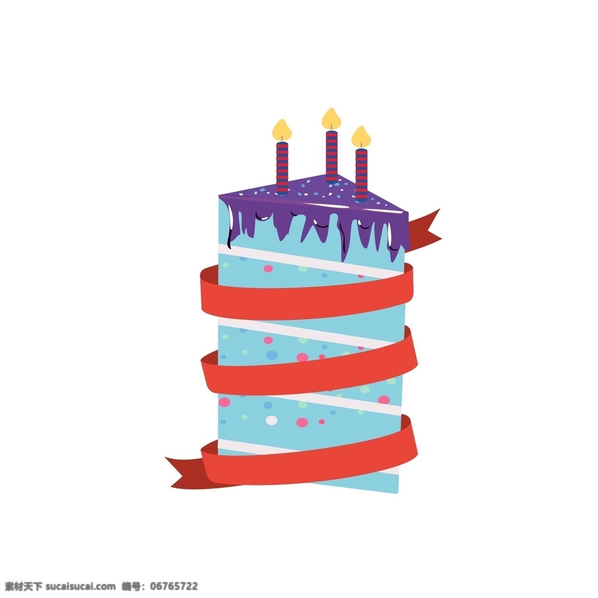 简约 手绘 风 生日蛋糕 元素 蛋糕 生日 蜡烛 祝福 彩带