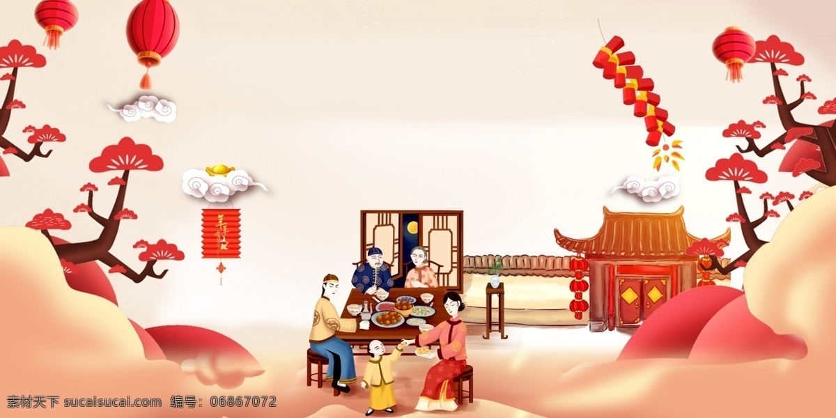 古风 猪年 春节 海报 背景 灯笼 舞台背景 喜庆 中国风 常青树 中国结 鞭炮 古风背景 猪年背景 猪年展板 猪年新年 2019新年 晚会背景 庆祝猪年