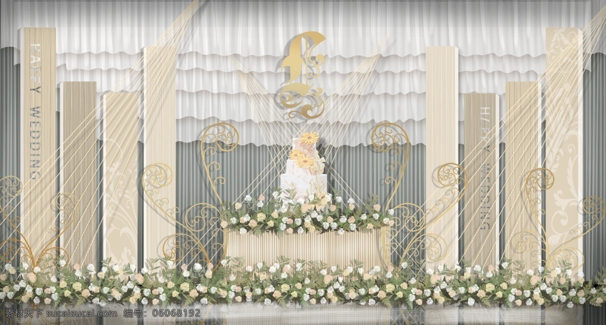 香槟 色 简约 婚礼 效果图 婚礼效果图 香槟色婚礼 风