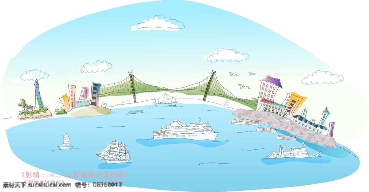 城市 风景 hanmaker 韩国 设计素材 库 城市风景 卡通 漫画 手绘 矢量图 建筑家居