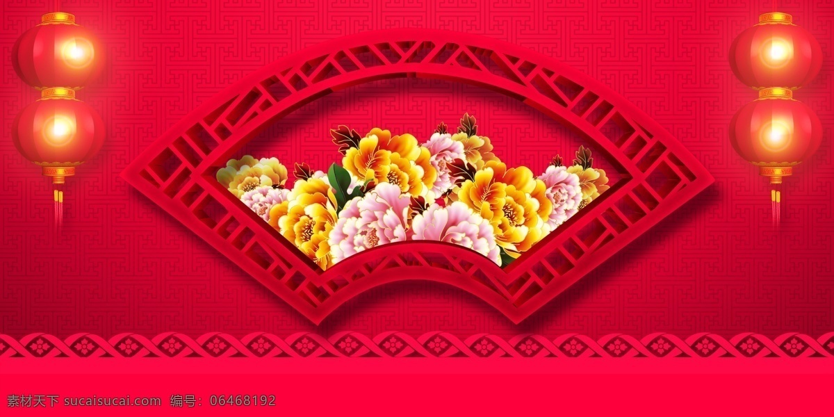 中国 红 大气 元旦 活动 背景 喜庆 新年快乐 红色 灯笼 花朵 猪年 猪年大吉 新春背景