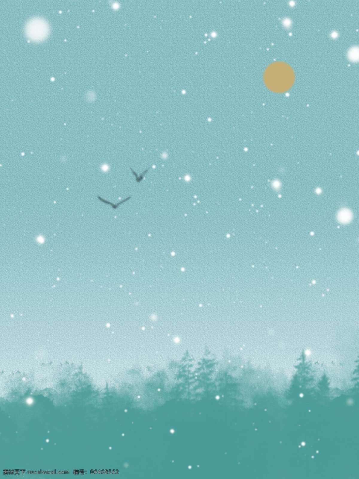 纯 原创 浅绿色 小 清新 冬季 冬天 下雪 背景 树林 雪 小清新 质感简约