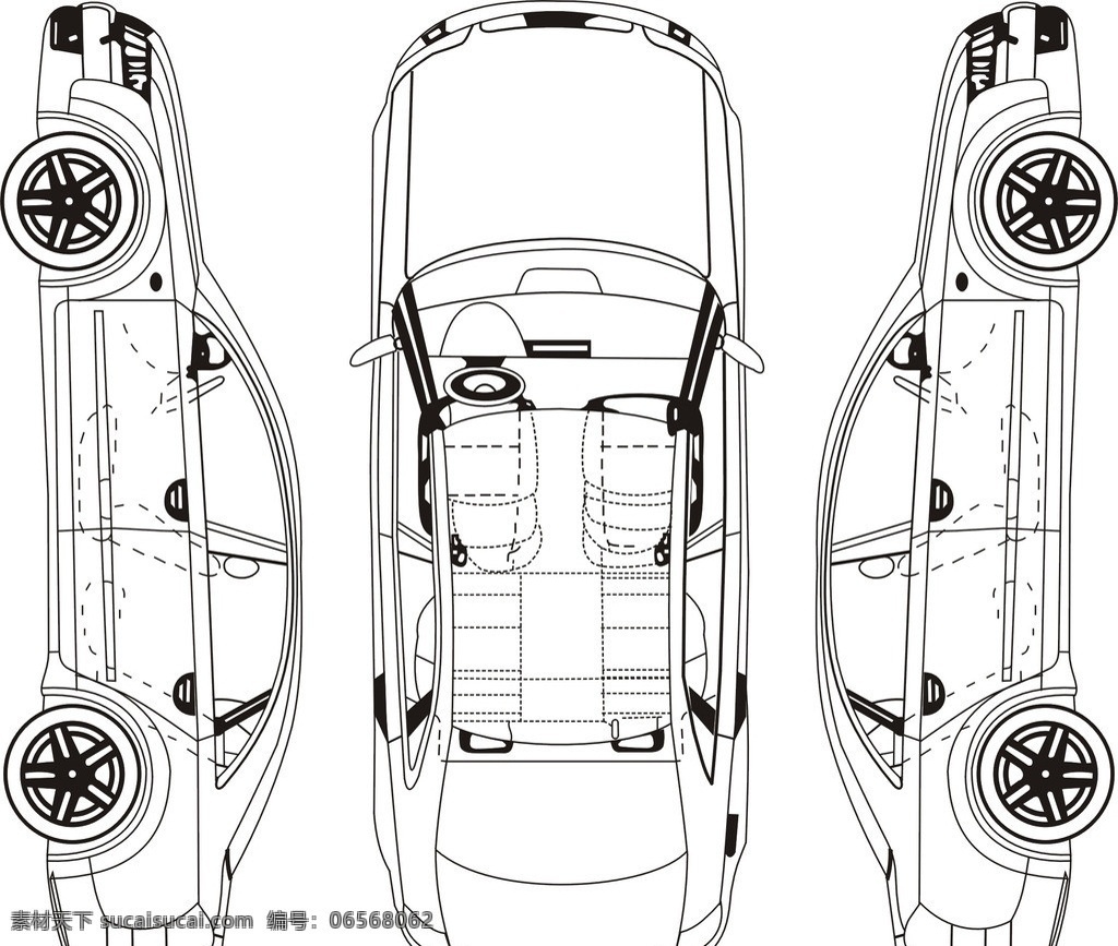 矢量 汽车 平面图 汽车平面图 汽车矢量图 汽车结构图 线框图 交通工具 现代科技