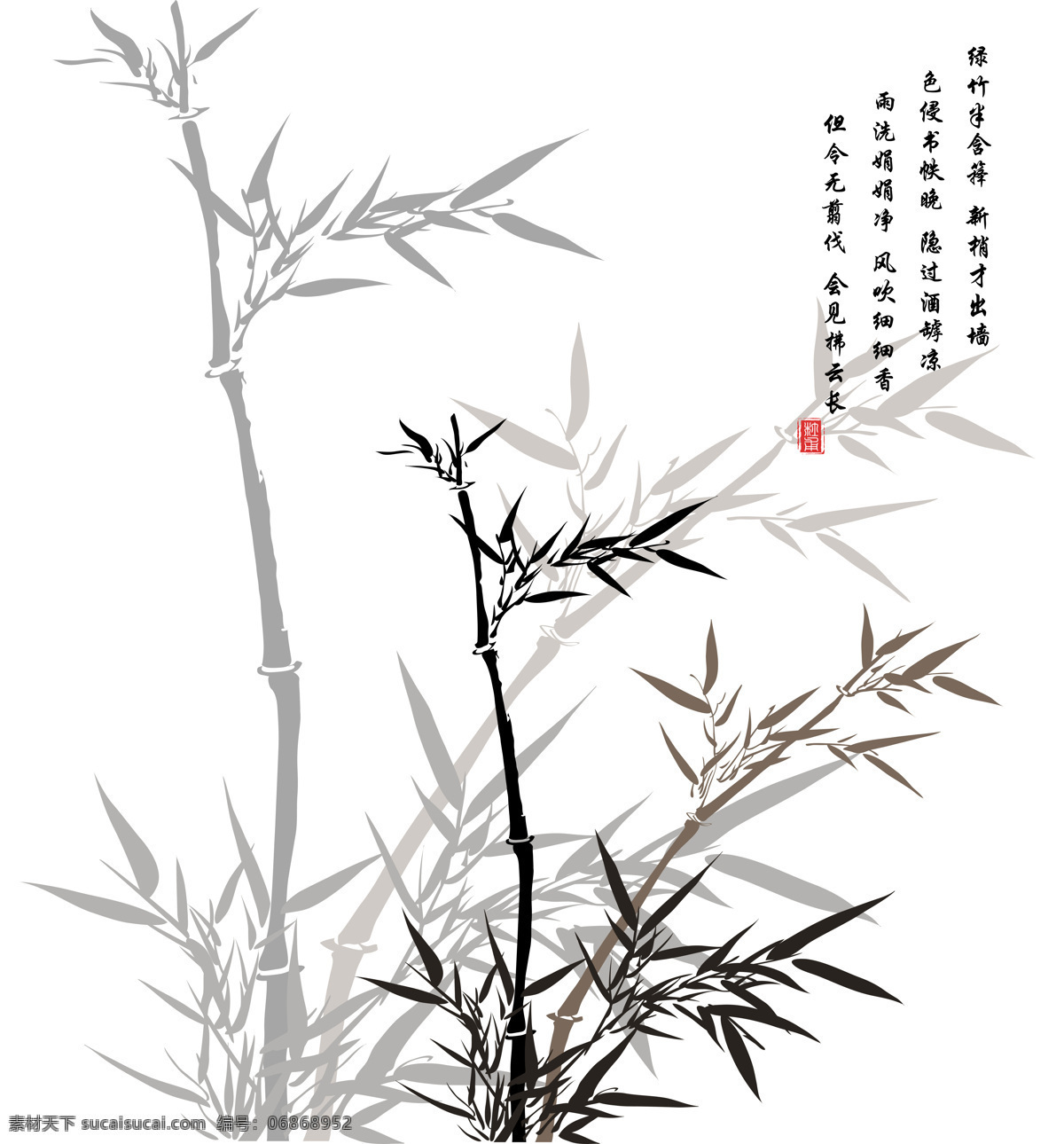 md1137 麦鼎免费下载 国画竹子 两门图 提字 字 装饰素材 移门