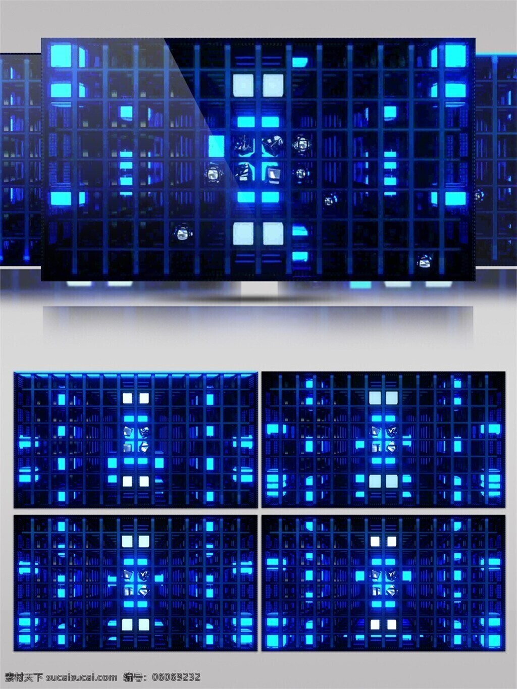 律动 方块 矩阵 视频 特效视频素材 背景视频素材 蓝色 科技感 荧光 3d视频素材