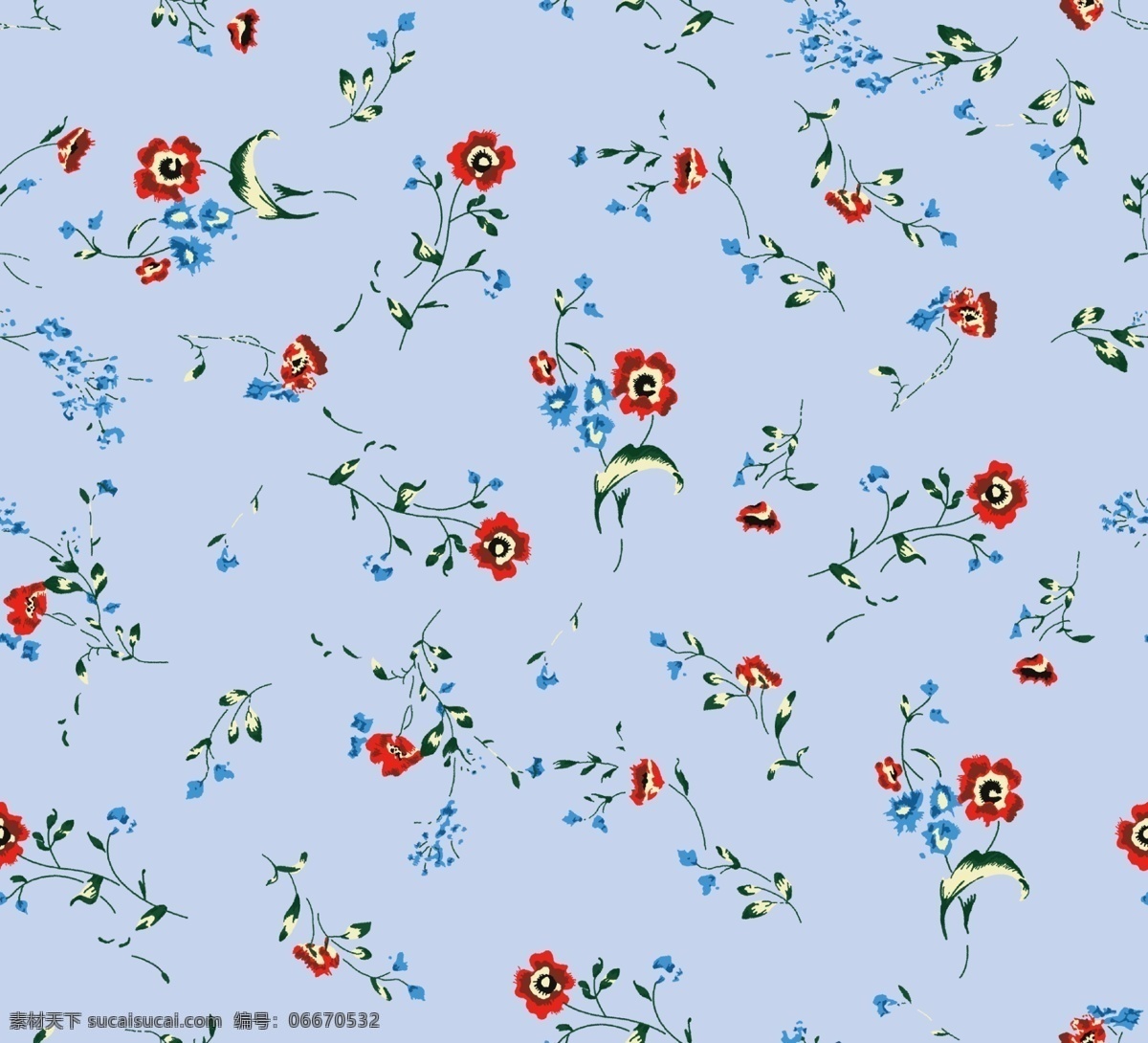 大牌碎花 碎花大牌 碎花素材 浅蓝碎花 小花朵 分层