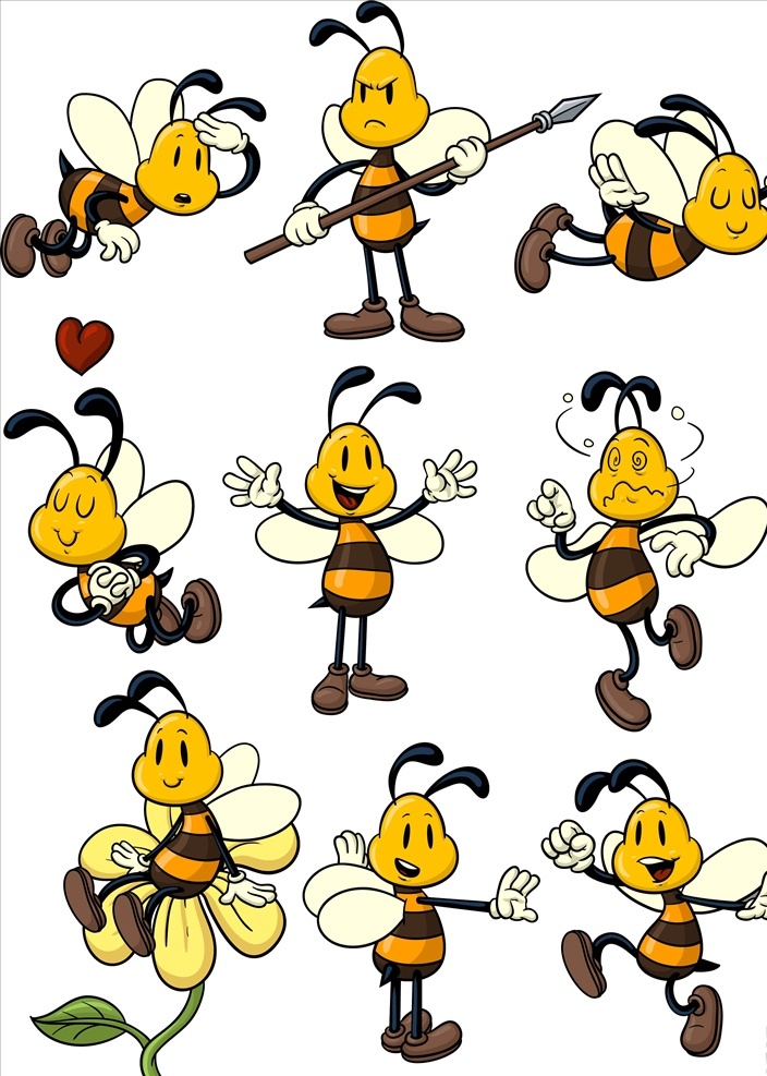 矢量小蜜蜂 矢量 卡通 手绘 蜜蜂 小蜜蜂 蜂 黄蜂 大黄蜂 图案 元素