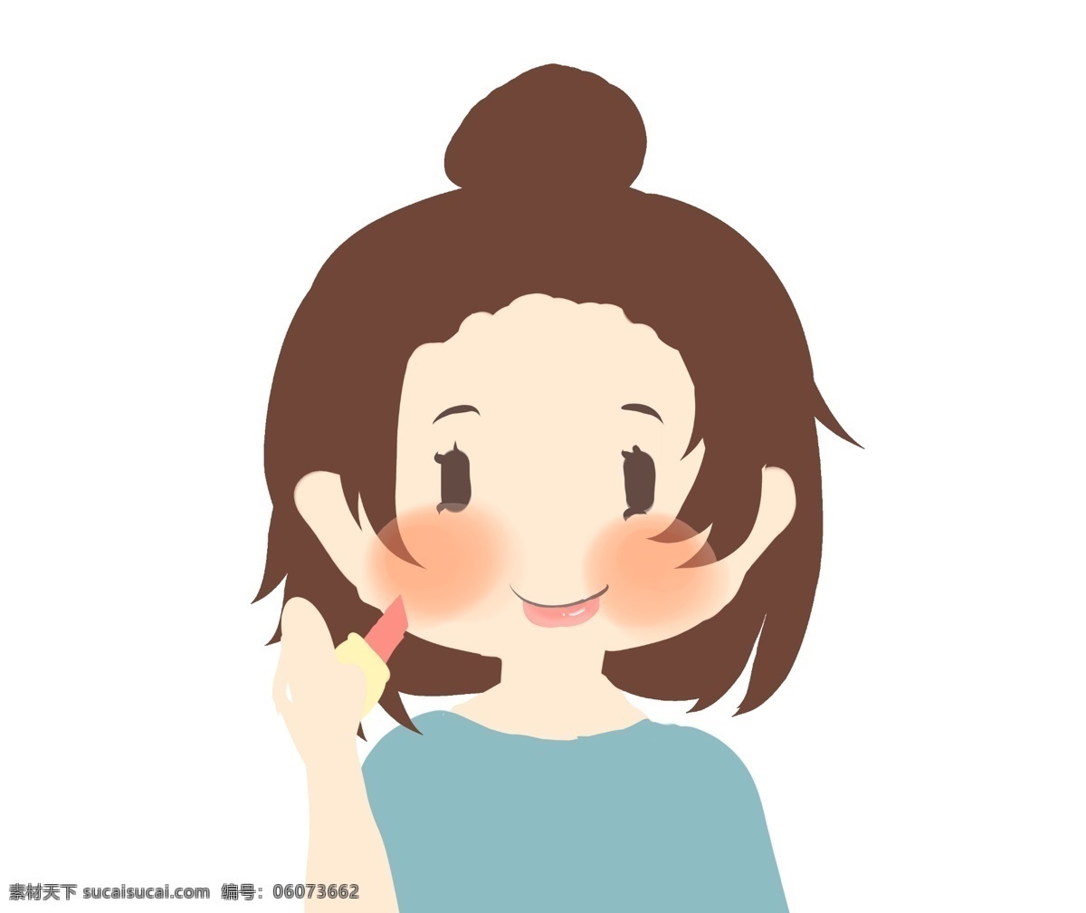 美容 涂 口红 女性 插画 爱美 美妆 头像