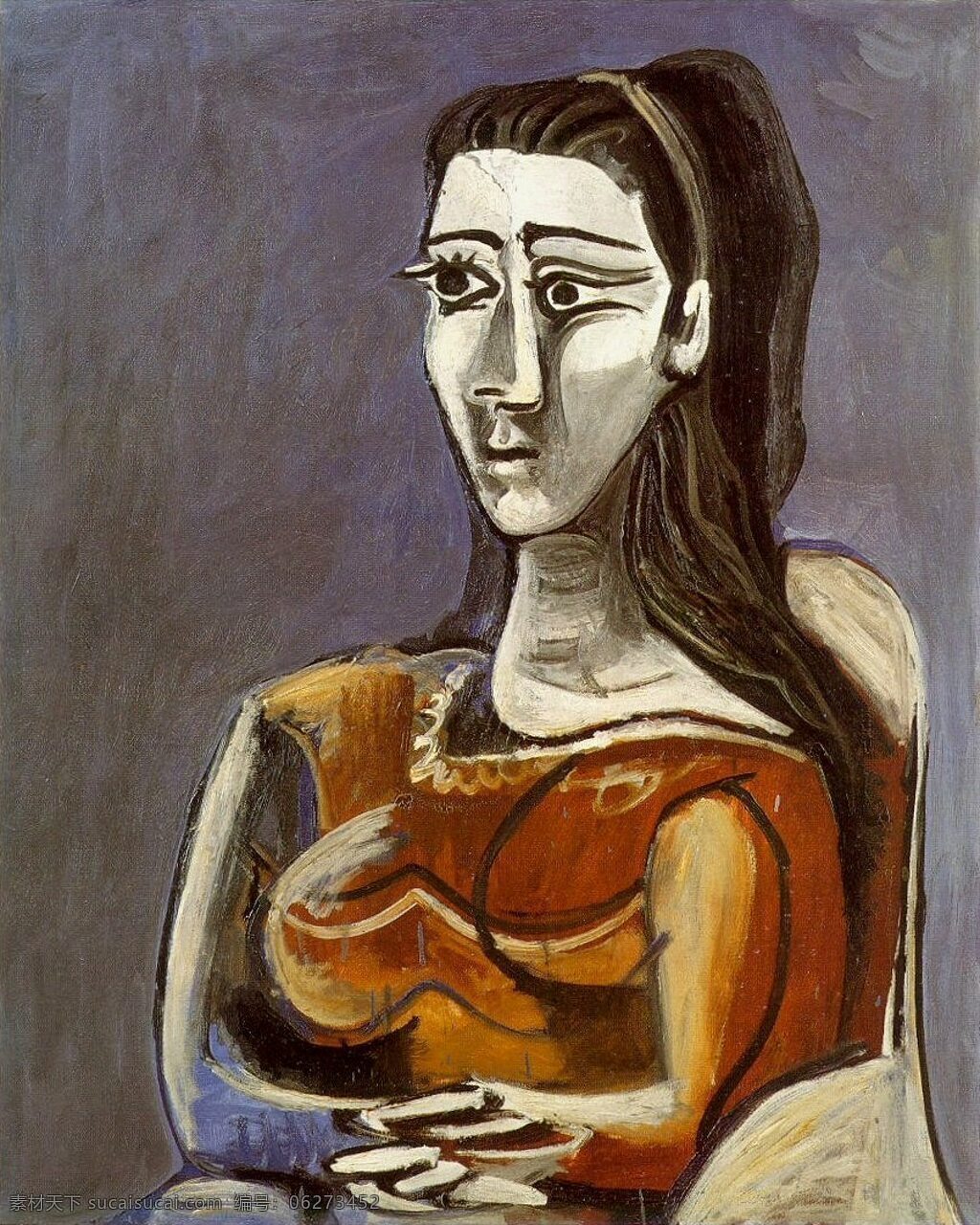 jacqueline 西班牙 画家 巴勃罗 毕加索 抽象 油画 人物 人体 装饰画 fauteuil un dans assise femme 1962 装饰素材