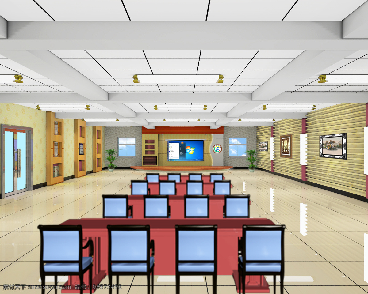 学校会议室 学校 会议室设计 桌椅 室内设计 环境设计