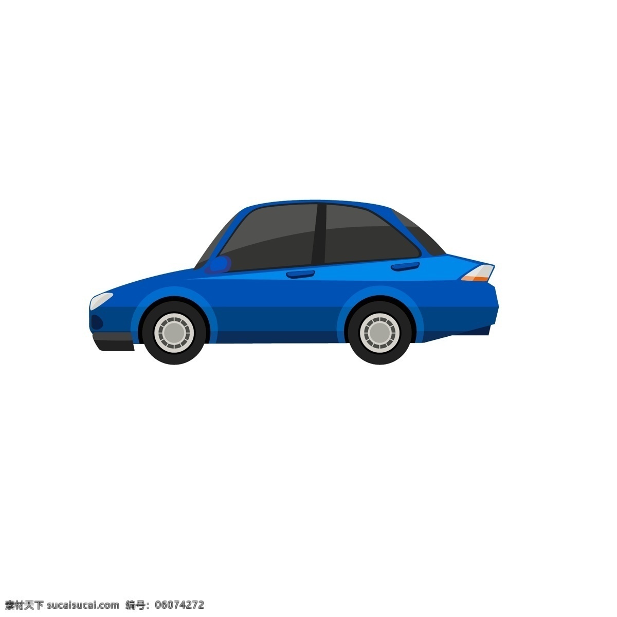 小汽车 蓝色 矢量 元素 卡通