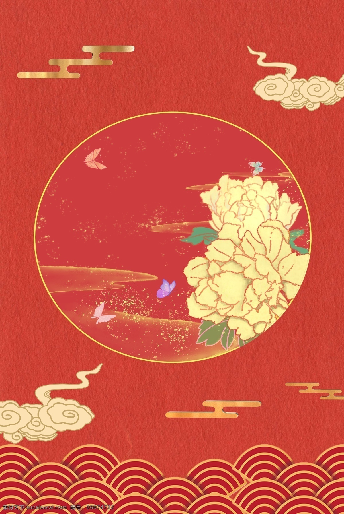 工笔 花卉 唯美 古典 红色 背景 中国风 祥云 工笔画 鸟 山水 水墨 复古 宫廷 红色背景 红色复古