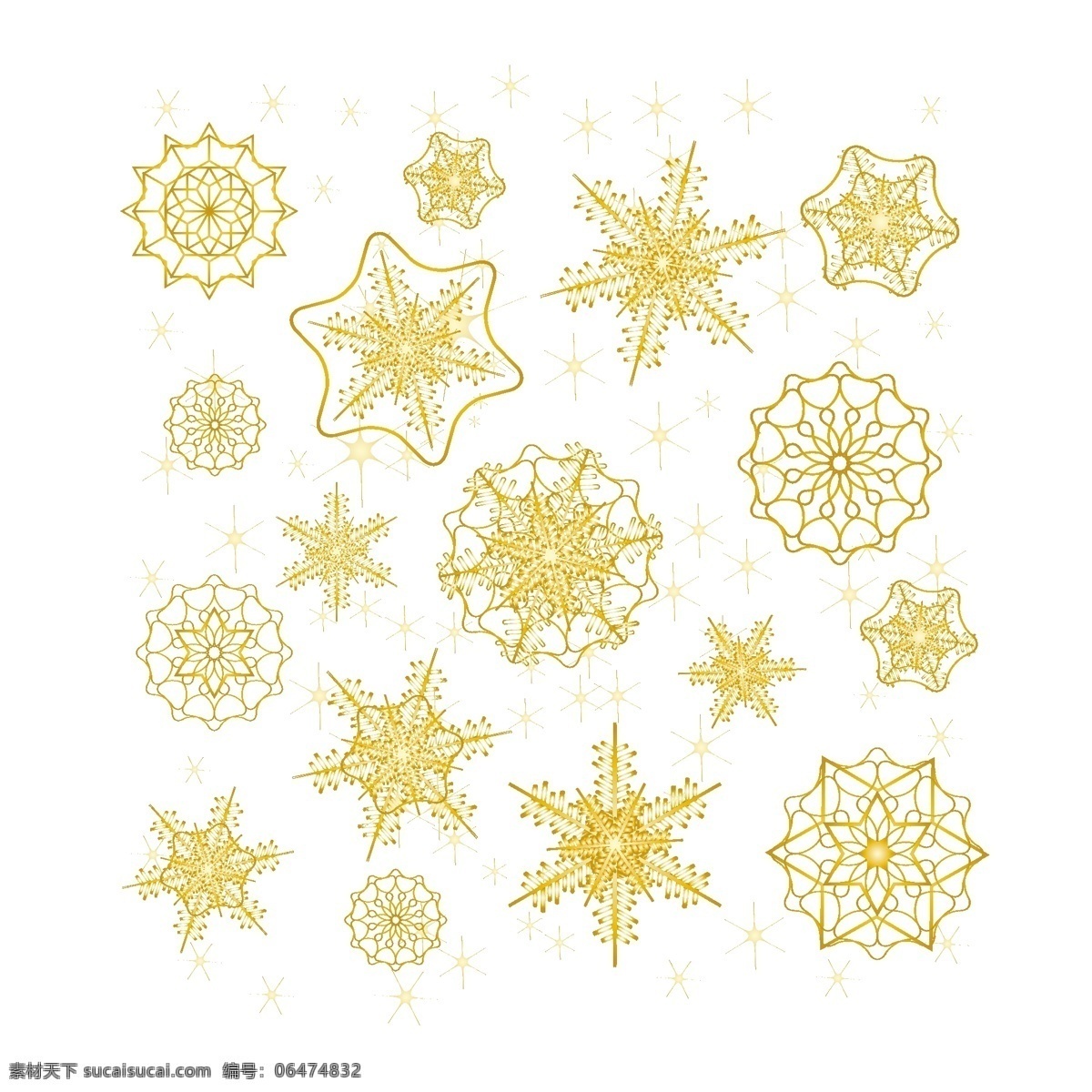 漂浮 金色 渐变 雪花 装饰 图案 唯美 梦幻 浪漫 圣诞节 冬天 飞雪 飘雪 圣诞 下雪 雪景