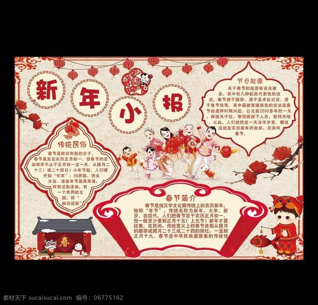 红色 新年 小报 模板 新年小报 春节小报 红色喜庆 小报版面设计 寒假作业 猴年 word 电子报 2016 中国风 传统 节日 假期 简报 班级文化 年味 民俗 校报 元旦 小报背景 电脑