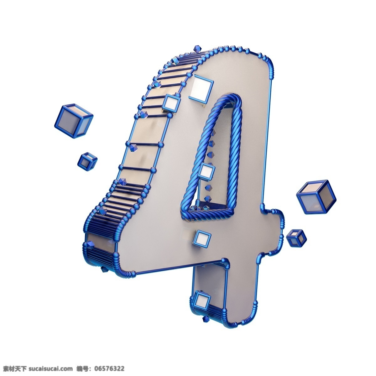 科技 蓝 倒计时 数字 商用 立体字 科技蓝 c4d字体 科技感倒计时 原创数字 数字4 3d字体 炫彩蓝