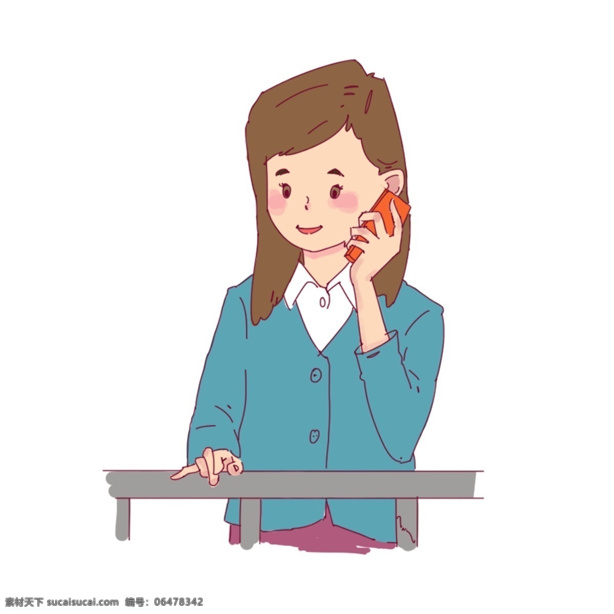 手绘 漂亮 女孩 打电话 美女打电话 手绘美女 给父母打电话 电话聊天 给朋友打电话 卡通美女 给同学打电话 女孩子接电话 思念 电话问候 电话拜年