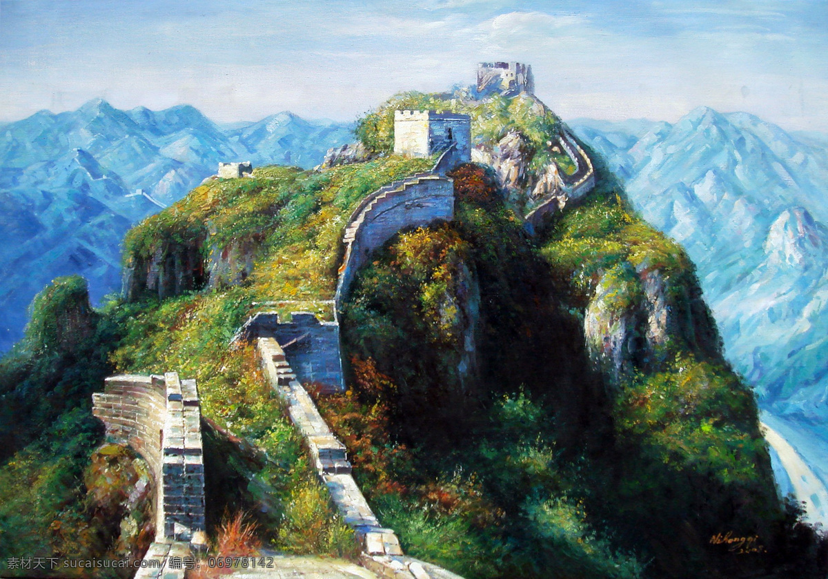 油画 长城 名画 艺术 绘画 文化艺术 艺术品 世界名画 书画文字