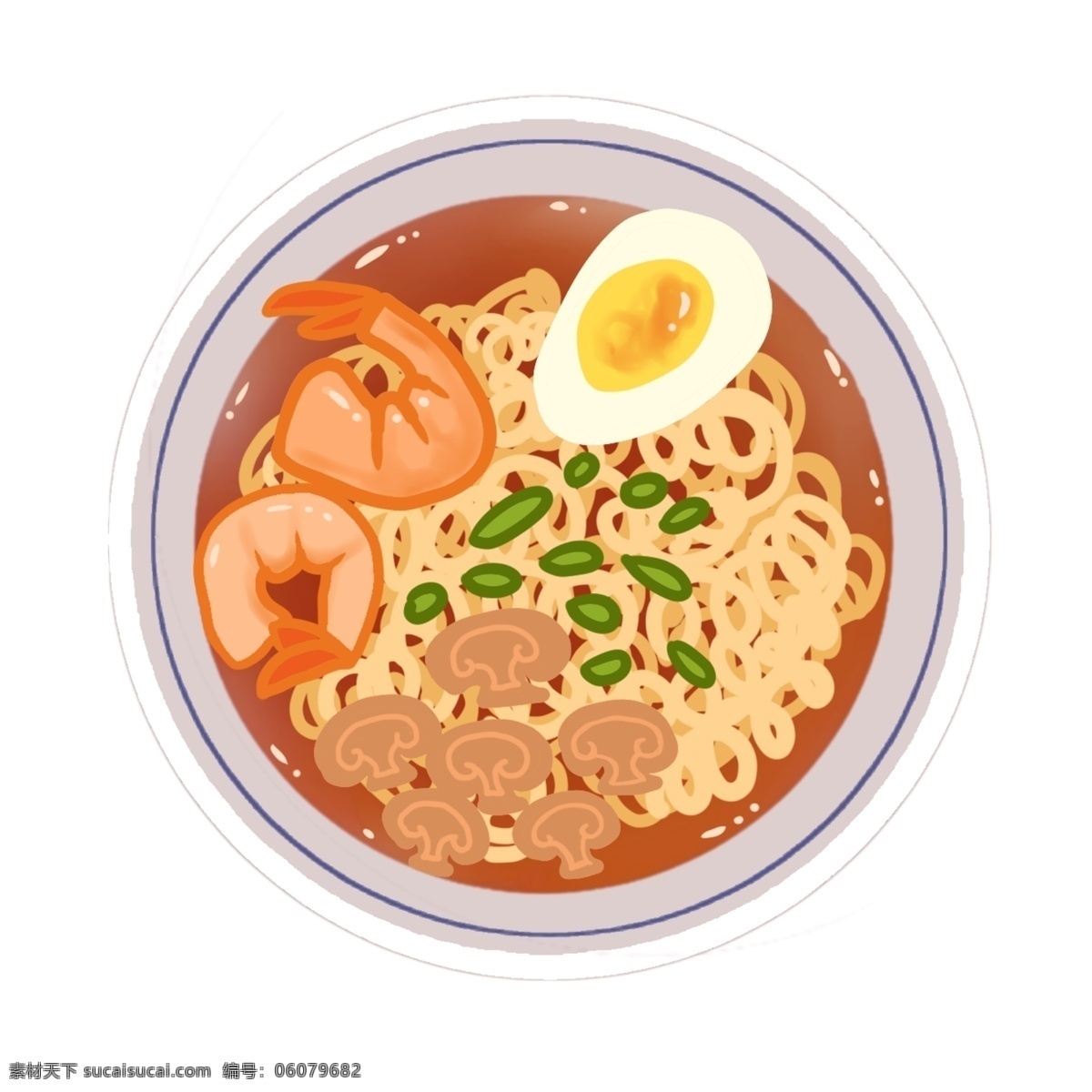 虾米 面条 美食 插画 虾米的面条 卡通插画 面条插画 主食插画 面条面食 食物面条 美味的面条