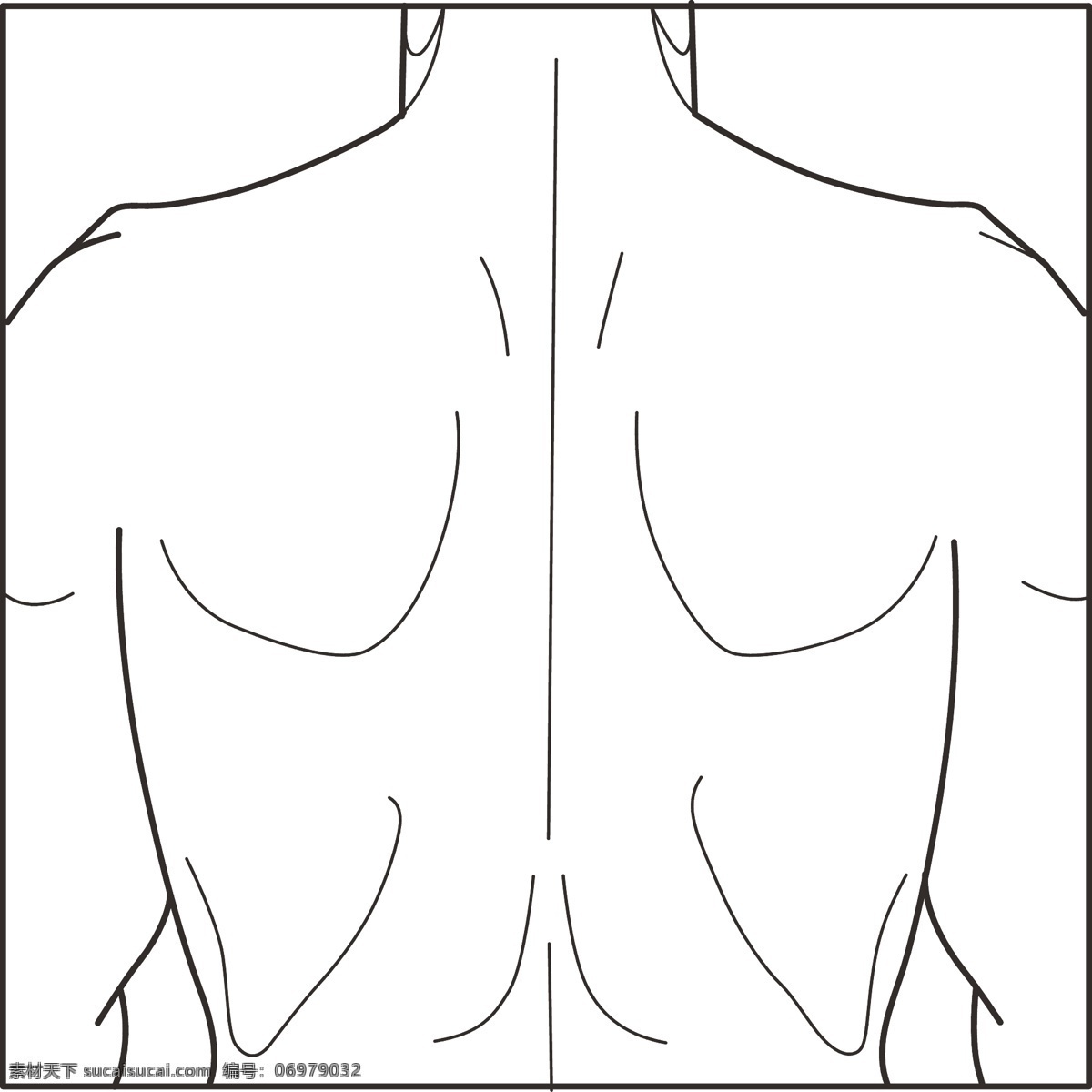 男性 人体 经络 轮廓 线条 线描 白描 结构 黑白 背 腰 脊柱 腰椎 肩 其他人物 矢量人物 矢量
