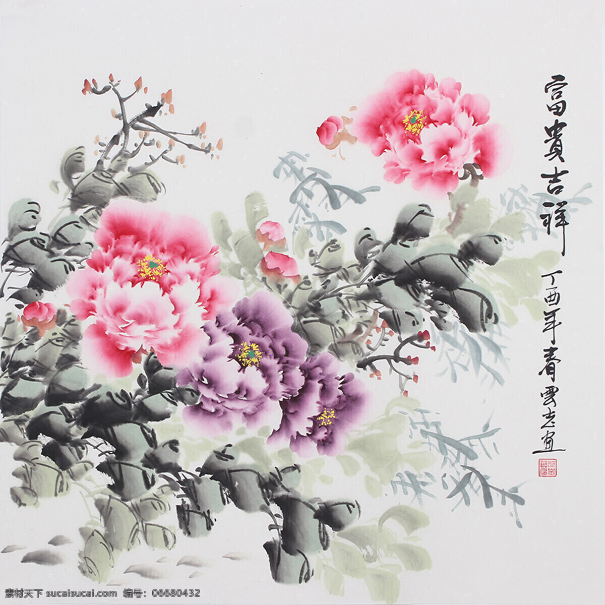 水墨花卉 花卉 工笔 国画 水彩 月季 工笔花卉 文化艺术 绘画书法