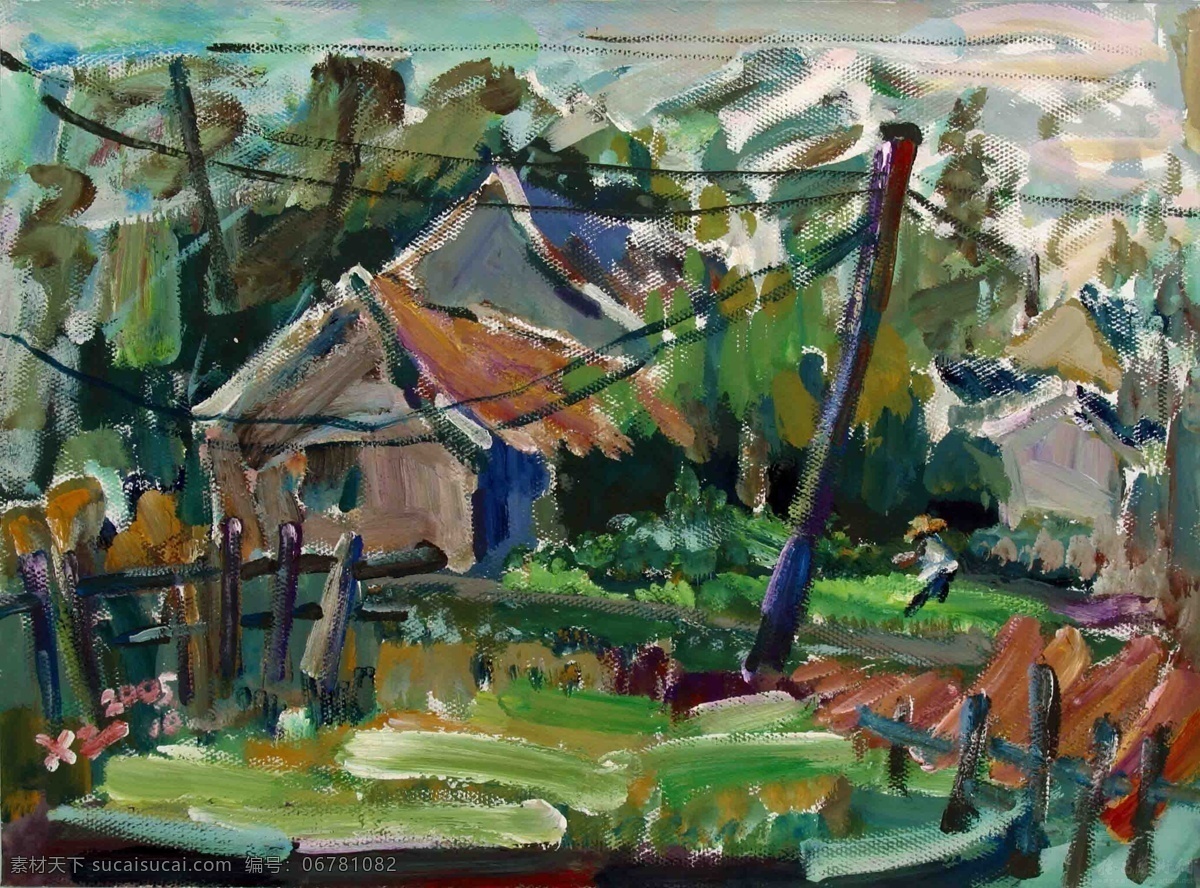 电线 电线杆 房屋 光线 国画 绘画书法 美术 色彩 风景 设计素材 模板下载 风景色彩 水粉 天空 山 油画 艺术 文化艺术