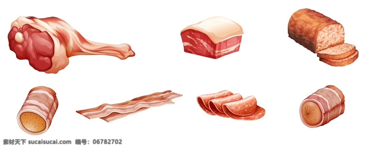 卡通肉 矢量 鸡腿 鸡肉 烤肉 香肠 卡通 肉菜 设计矢量素材 美食 快餐 西餐