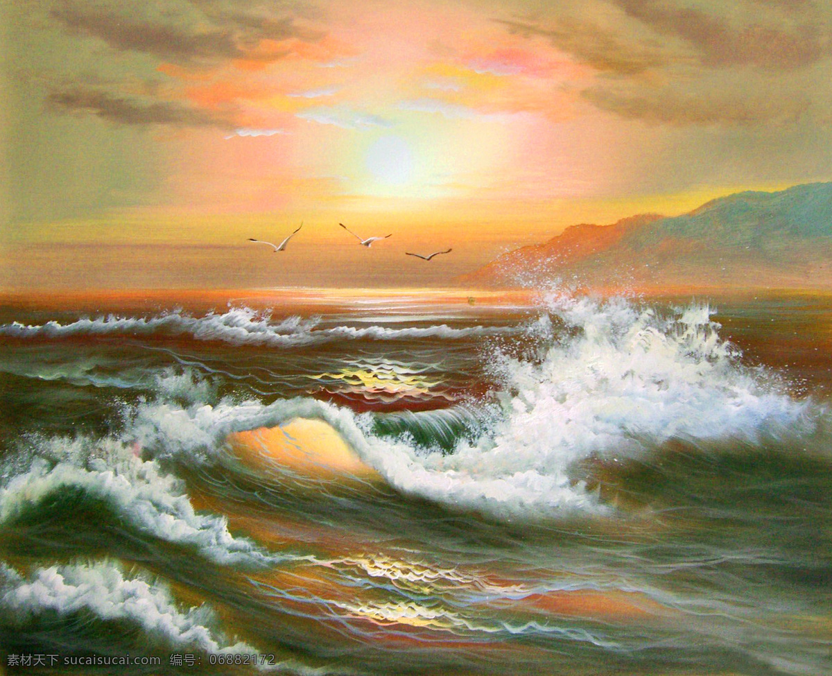 海上晚霞 大海 海景 海浪 海鸟 海水 绘画书法 美术 上晚霞 油画 夕照 红霞 油画艺术 油画作品35 文化艺术 风景 生活 旅游餐饮