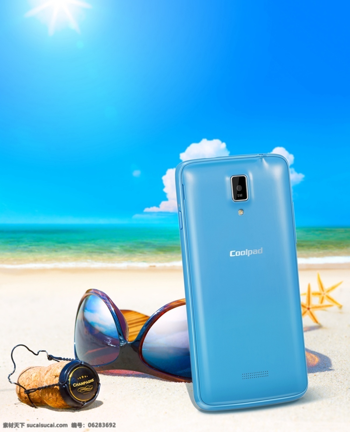 3g 白云 耳机 海星 酷派 蓝色 蓝天 酷 派 设计素材 模板下载 联通 手 手机 天空 沙滩 眼镜 色彩 矢量图 现代科技